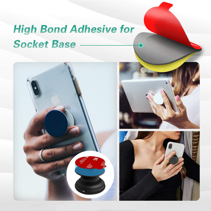 Extra 3M Tape Super Sticky Adhesive Replacement and Phone Magnet Sticker Disc for Reusing Grip Stand Socket Base, Circle Double Sided Car Mount Holder Strong Glue Pads Round Magic Metal Plate
