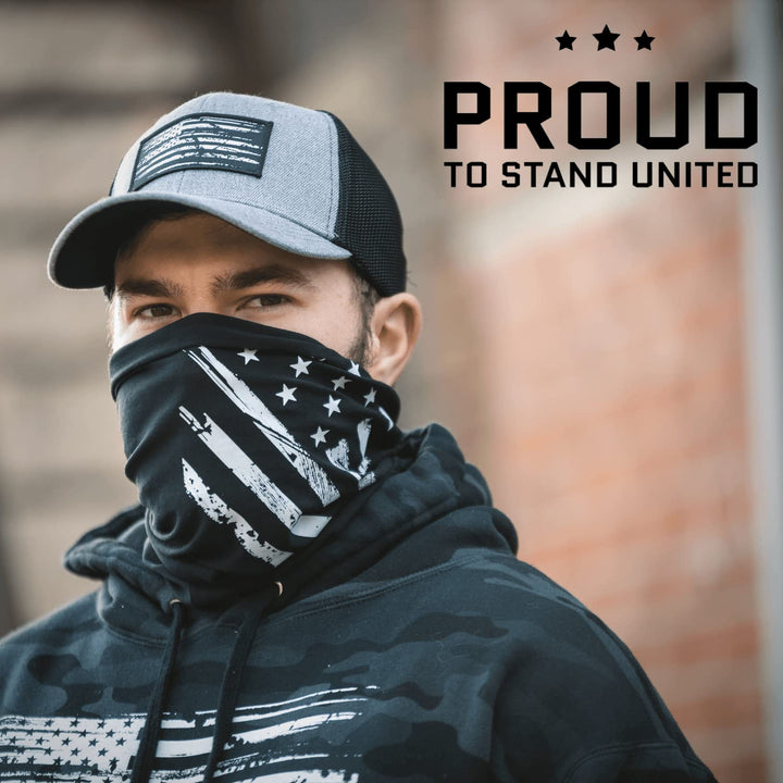 - American Flag Patriotic Neck Gaiters | Decorated in the US | Made from 100% Cotton Material | Lightweight Neck Gaiter | Proudly Display American Pride | Various Wear Styles