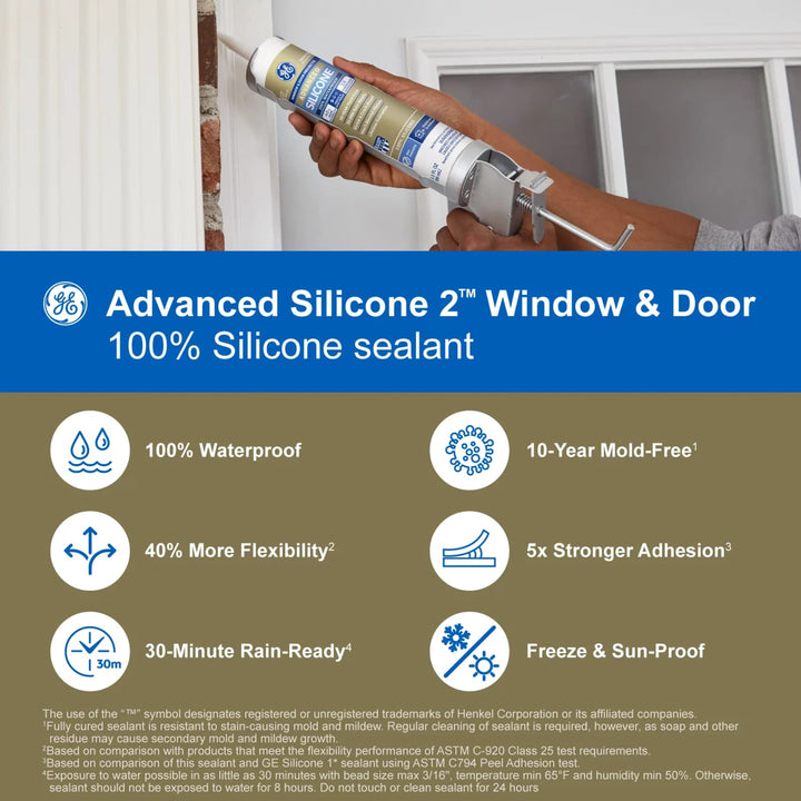 Sealants & Adhesives 5010 Advanced Silicone 2 Window & Door Sealant, 10.1oz, White