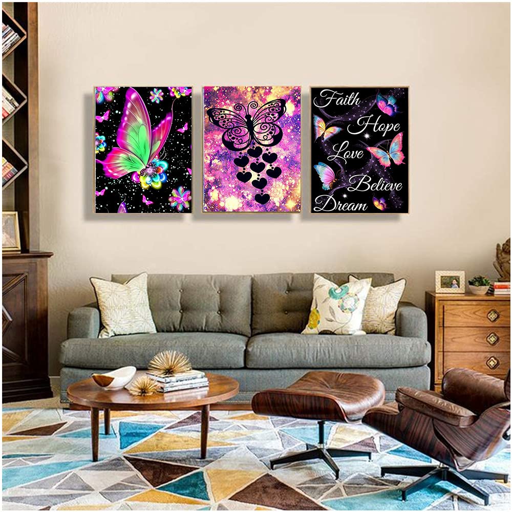Adult 6-Piece DIY 5D Diamond Painting kit, Complete Diamond Painting, Diamond Painting Art, Wall Decoration, Butterfly (12x16inches)