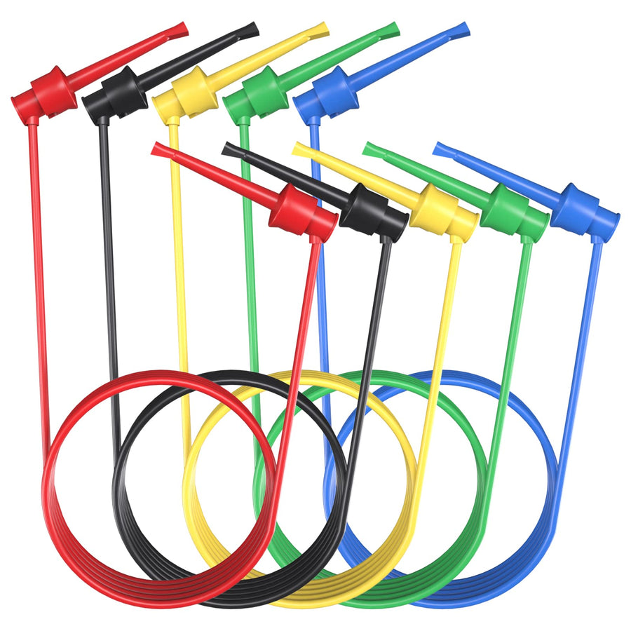 Silicone Test Leads 5PCS Test Hook to Test Hook Test Cables Wires Dual IC Test Hooks Clips for Electronic Testing