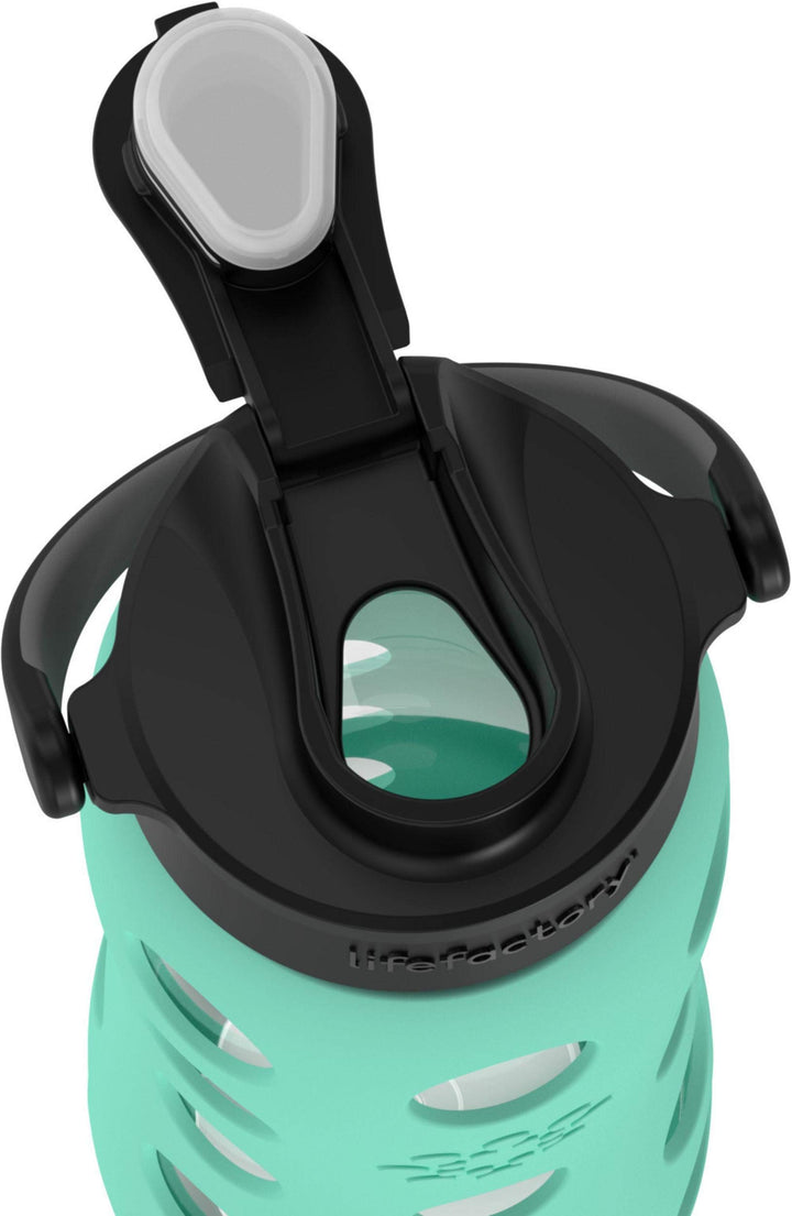 22-Ounce Glass Water Bottle with Active Flip Cap and Protective Silicone Sleeve, Sea Green