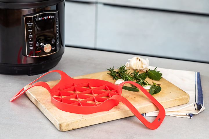 Pot Official Silicone Bakeware Sling - Multi-Use, Heat-Resistant, BPA-Free, Compatible with 6-Quart and 8-Quart Cookers, Red - Ideal for Lifting, Roasting, and Healthier Cooking