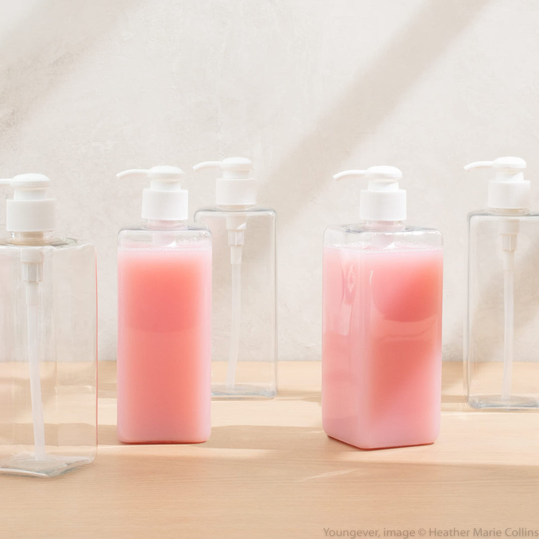 3 Pack Pump Bottles for Shampoo 32 Ounce (1 Liter), Square Empty Shampoo Pump Bottles, Plastic Cylinder with Lockdown Leak Proof Pumps