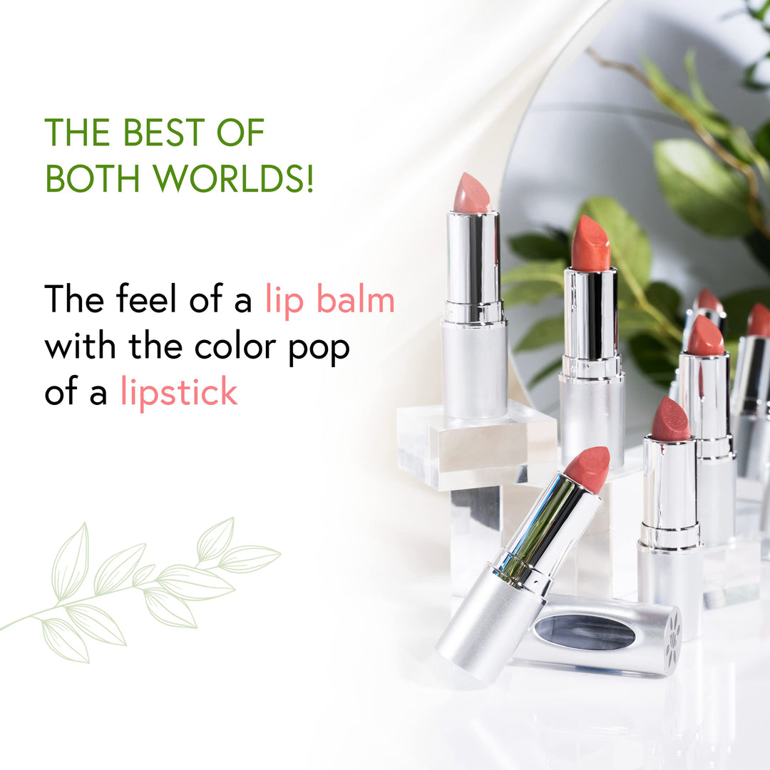 Truly Natural Long Lasting Lipstick, Bermuda, Matte Medium Coral Pink, Naturally Hydrating & Nourishing, Vegan, Gluten-Free & Cruelty-Free, 0.13 oz / 3.8 g