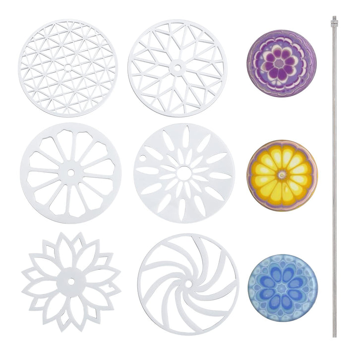 6 Styles 2.5 Round Soap Mold Tools Silicone Swirl Latte Partition Flower Templates Soap Kaleidoscope Pull Through Mold 11.8 Stick for Handmade Soap, Christmas Candle Making, Cake Decor