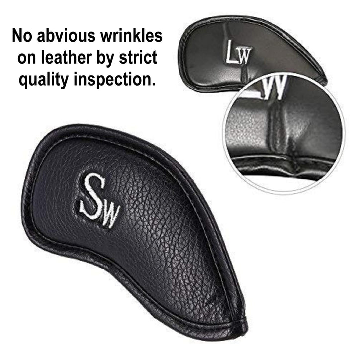12pcs Thick Synthetic Leather Golf Iron Head Covers Set Headcover fits All Brands Callaway Ping Taylormade Cobra Etc.