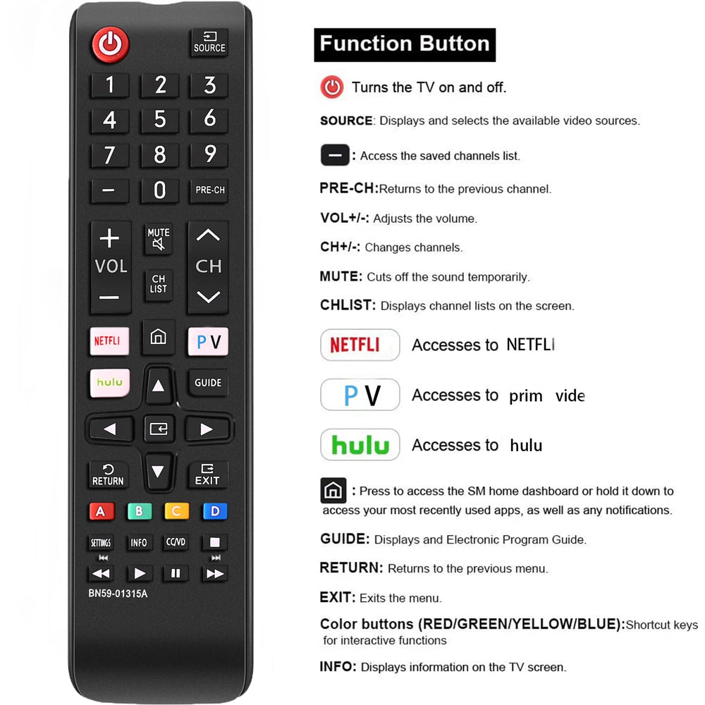Universal Remote Control for All Samsung TV Remote Compatible All Samsung LCD LED HDTV 3D Smart TVs Models