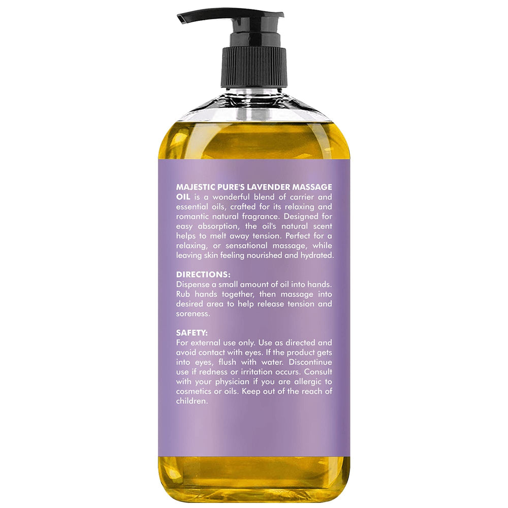 Lavender Massage Oil - Hydrating, Calming, Warming, Relaxing & Rejuvenating Body Oil - Premium Grade, Made with Natural Oils - Skin Care for Men and Women - Made in USA - 8 fl oz