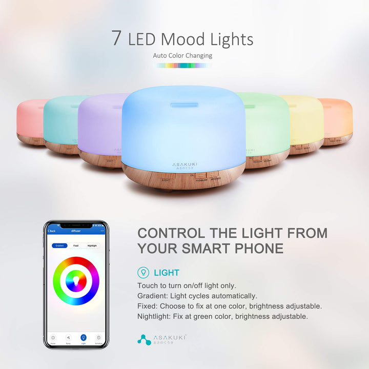 Smart Wi-Fi Essential Oil Diffuser, App and Voice Control Compatible with Alexa, 500ml Aromatherapy Humidifier for Relaxing Atmosphere in Home Office Bedroom Gold