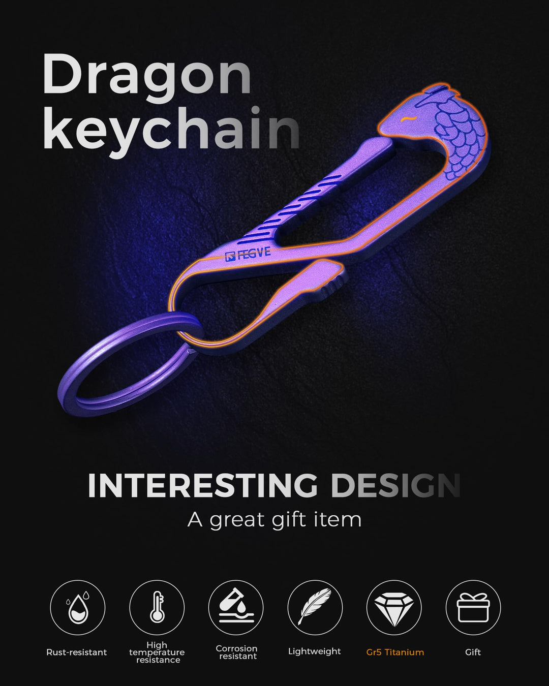 Titanium Small Carabiner Keychain Clip,Key Chain Clip with Key Ring for Men(Tai-A/2pcs)