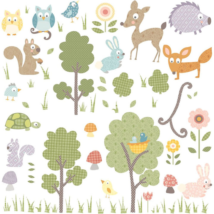RMK1398SCS Woodland Animals Peel and Stick Wall Decals , Black