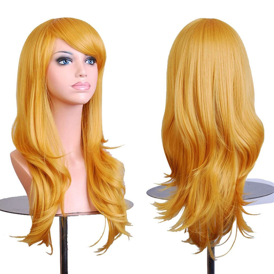 Wigs 28 Long Wavy Hair Heat Resistant Cosplay Wig for Women (Yellow)