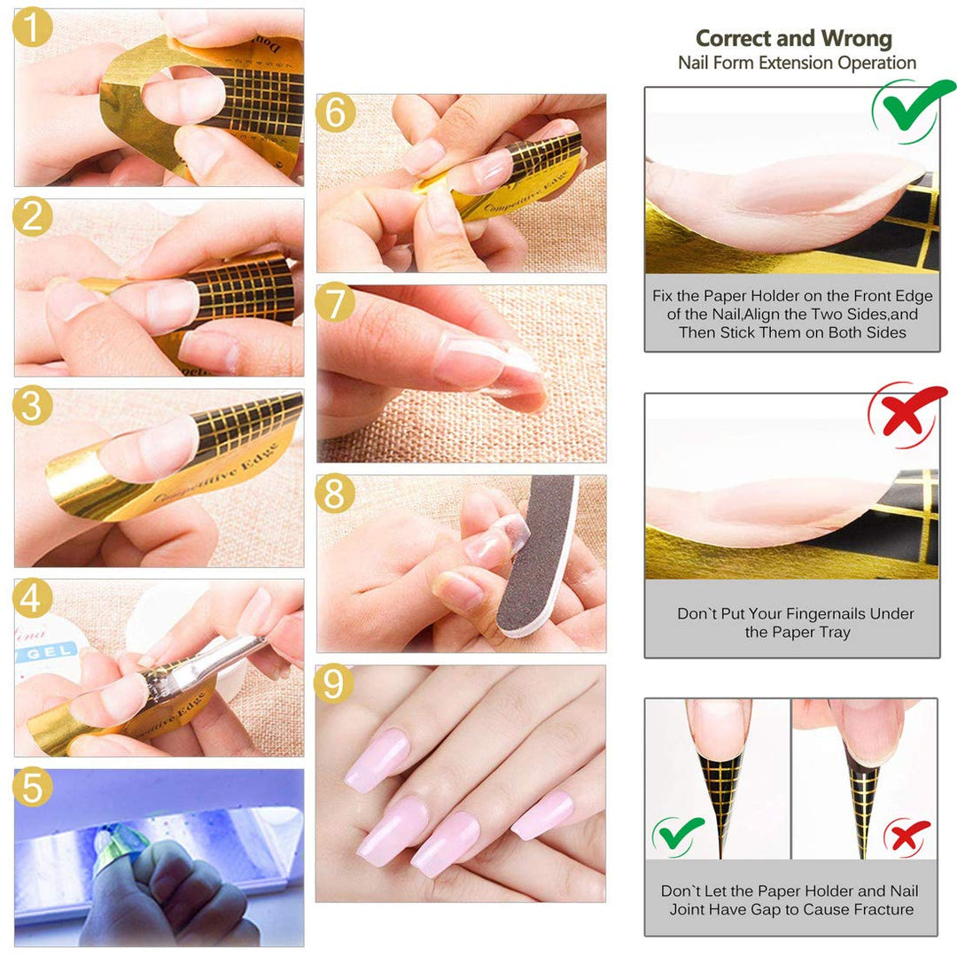 100 Pcs Nail Art Form Guide Sticker, Horseshoe-Shaped Nail Stickers Art Acrylic Nail Gel Nail Extention Tips