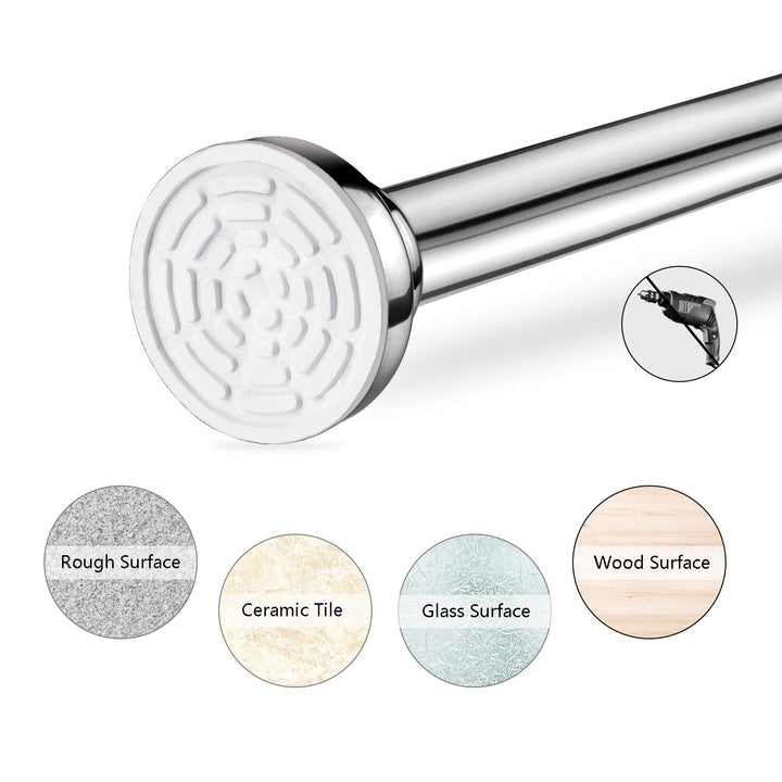 Tension Shower Curtain Rod 50-81 inches, Never Rust Non-Slip Shower Curtain Rod Spring Tension Rod, No Drilling Stainless Steel Shower Rods for Bathroom