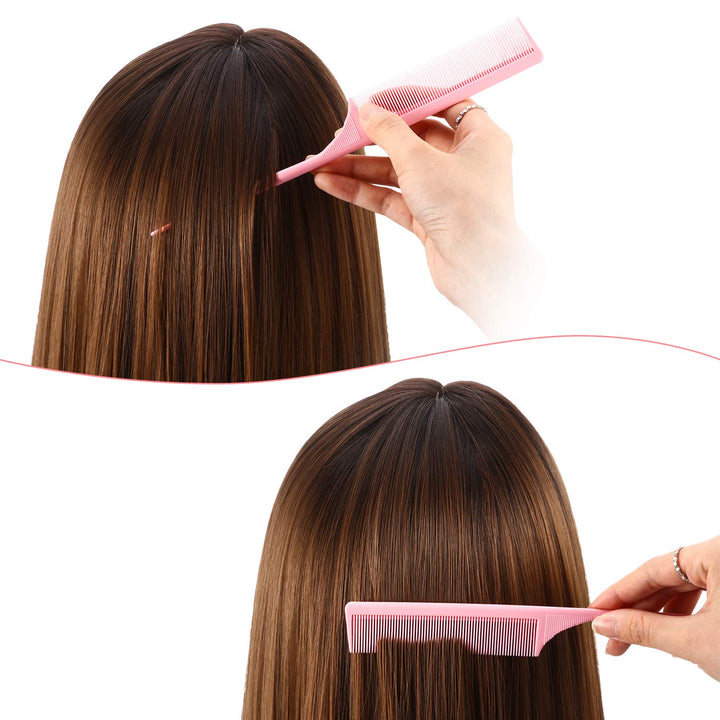 3 Pack Styling Comb Carbon Fiber Anti Static Heat Resistant Tail Comb for Back Combing, Root Teasing, Adding Volume, Evening Styling (Pink)