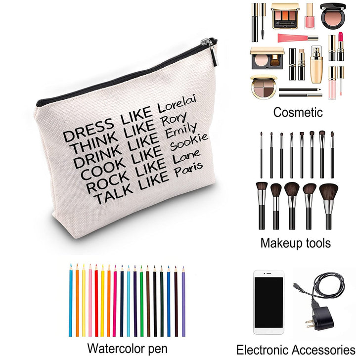 Movie Inspire Makeup Bag DRESS LIKE Lorelai THINK LIKE Rory Cosmetic Bag The Movie Fans Gift Makeup Zipper Bag Bag (Lorelai Rory)