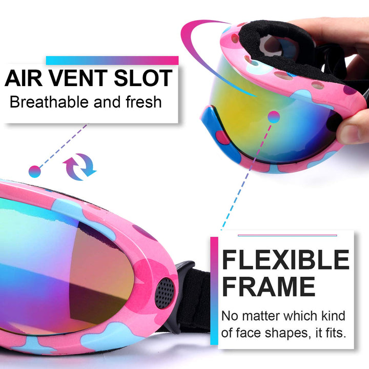 Ski Goggles, Pack of 2, Snowboard Goggles for Kids, Boys & Girls, Youth, Men