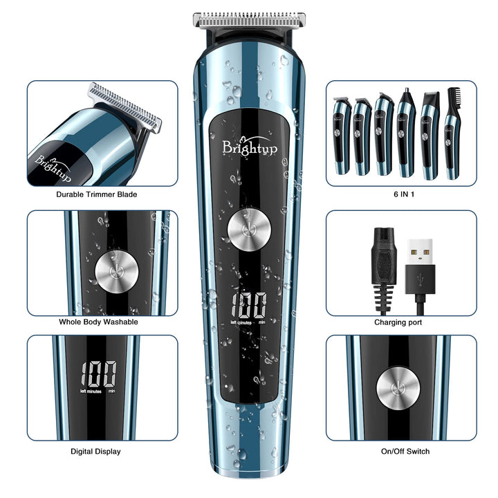 Beard Trimmer for Men, IPX7 Waterproof Mens Grooming Kit with Cordless Hair Clippers, Electric Razor with LED Display, Shavers for Mustache, Body, Face, Ear, Nose Hair Trimmer, Gifts for Men