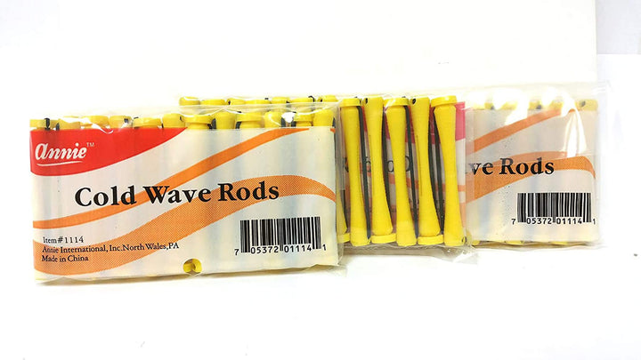Short Cold Wave Rods with Rubber Band for Hair Curling and Perm Styling - Yellow - Set of 3 Packs of 12 (36 Pieces)