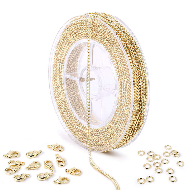 33 Feet 3MM Stainless Steel Cable Link Chain Spool for Jewelry Making Bulk Chains for DIY Jewelry and Craft