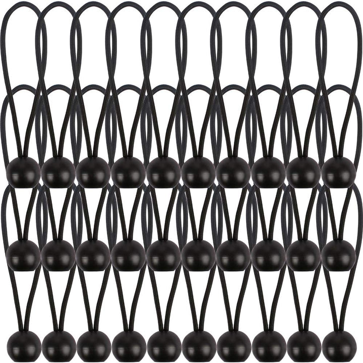 30 Pcs Bungee Balls 6Inch Black Ball Bungees Heavy Duty Heavyweight 6 inch Tarp Bungee Cords, Weather Resistant Tie Down Strap 4mm Thickness - for Camping, Tents, Cargo, Holding Wire and Hoses