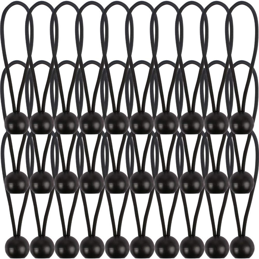 30 Pcs Bungee Balls 6Inch Black Ball Bungees Heavy Duty Heavyweight 6 inch Tarp Bungee Cords, Weather Resistant Tie Down Strap 4mm Thickness - for Camping, Tents, Cargo, Holding Wire and Hoses