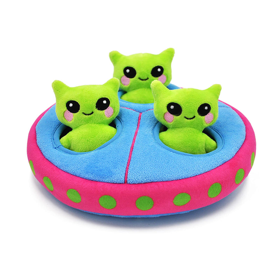 Pet – Space Paws UFO | Squeaky Hide and Seek Plush Dog Toys | Cute Interactive Plush Puzzle Toys for Small Medium Dogs