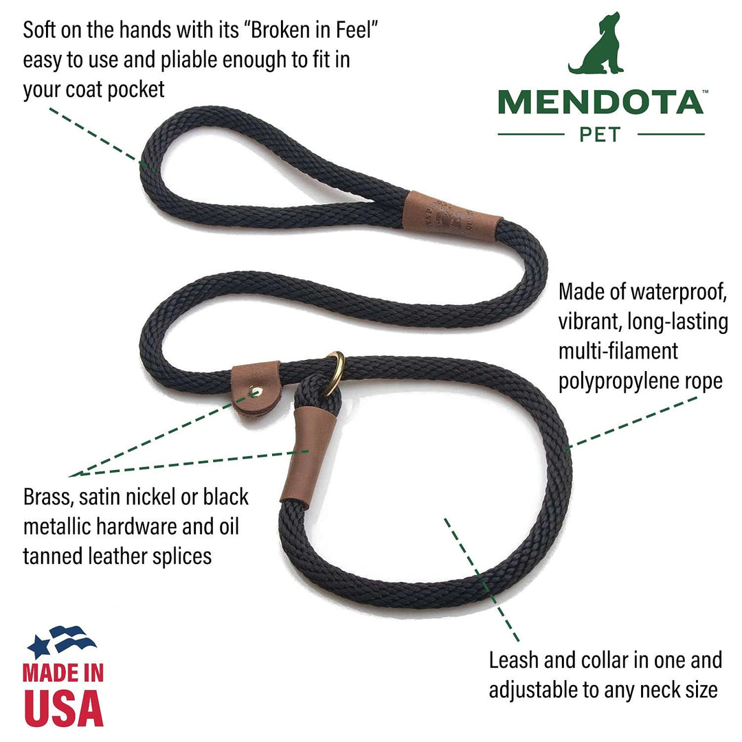 Pet Slip Lead, 1/2 X 6', Black, Dogs, Model:02803