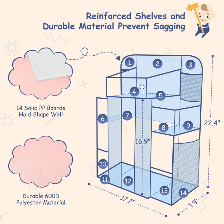 XL Changing Table Organizer, Hanging Diaper Organizer for Cirb, Pack n Play Diaper Holder, Baby Accessories for Crib, Baby Essentials for Newborn, Baby Shower Gifts(Grey Cloud)