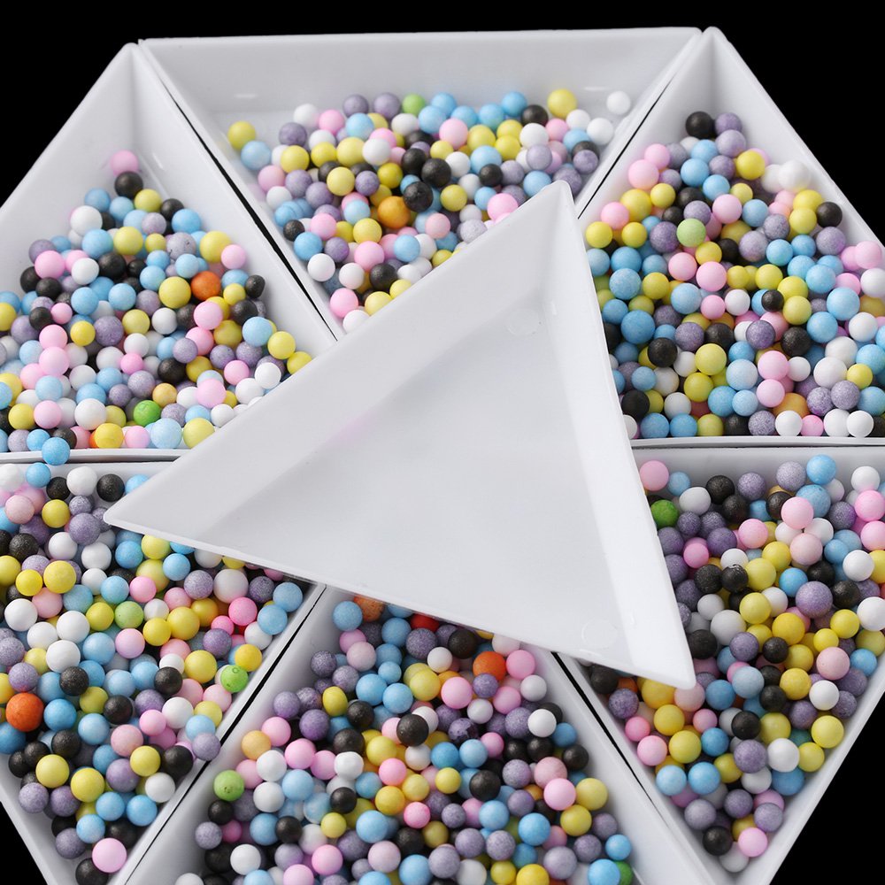 White Plastic Triangle Tray Nail Art Rhinestones Gems Crystal Beads Sorting Tray Manicure Tool