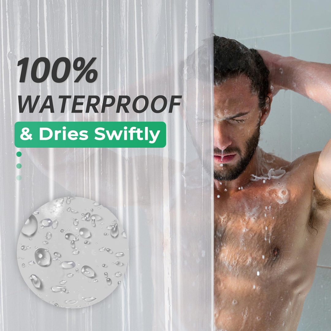 Plastic Shower Curtain Clear Premium PEVA, Clear Shower Curtain Heavy Duty 8G, Weighted Shower Curtains for Bathroom Accessories with 3 Big Stones and 12 Rustproof Grommets, 72x72 Inches