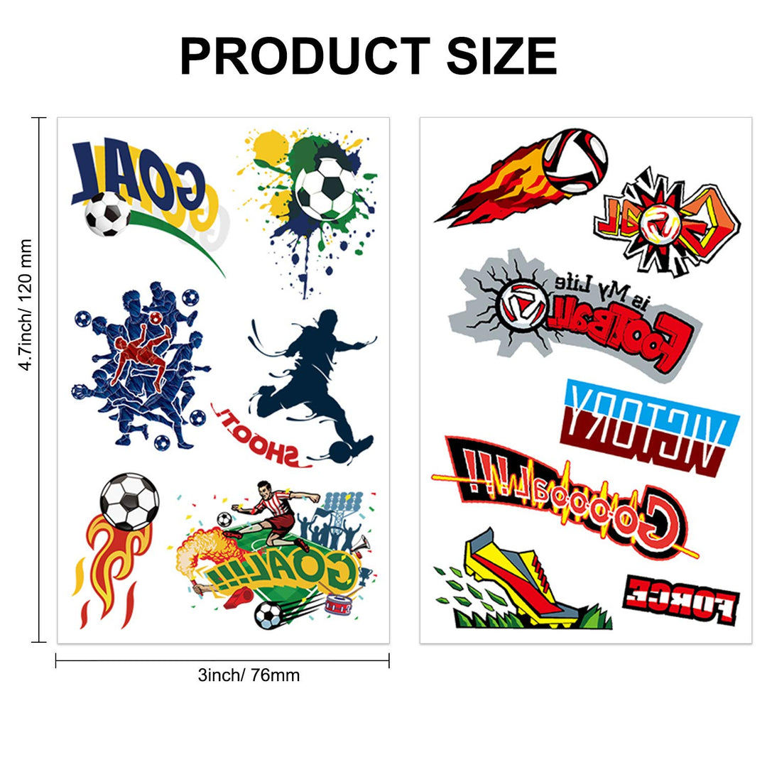 Football Temporary Tattoos Soccer Ball Face Tattoos for Kids Boys World Cup Soccer Fake Tattoos Birthday Party Bag Stocking Stuffer Goody Fillers Kids Games Gift Party Favor Supplies, 10 Sheet