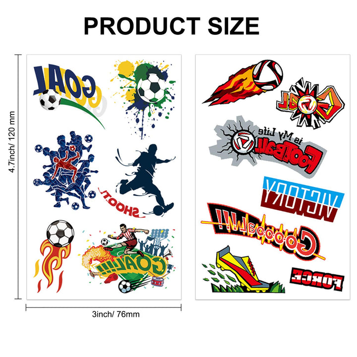 Football Temporary Tattoos Soccer Ball Face Tattoos for Kids Boys World Cup Soccer Fake Tattoos Birthday Party Bag Stocking Stuffer Goody Fillers Kids Games Gift Party Favor Supplies, 10 Sheet