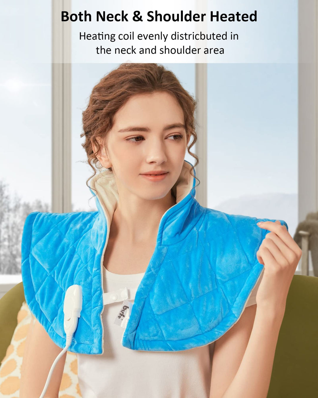 Heating Pad, Weighted Heating Pad for Neck and Shoulder Pain Relief, 2.7lb Electric Heated Neck Shoulder Wrap for Deep Pressure Heat Therapy, 8 Heat Settings, 12 Auto-Off with Countdown,Christmas gift