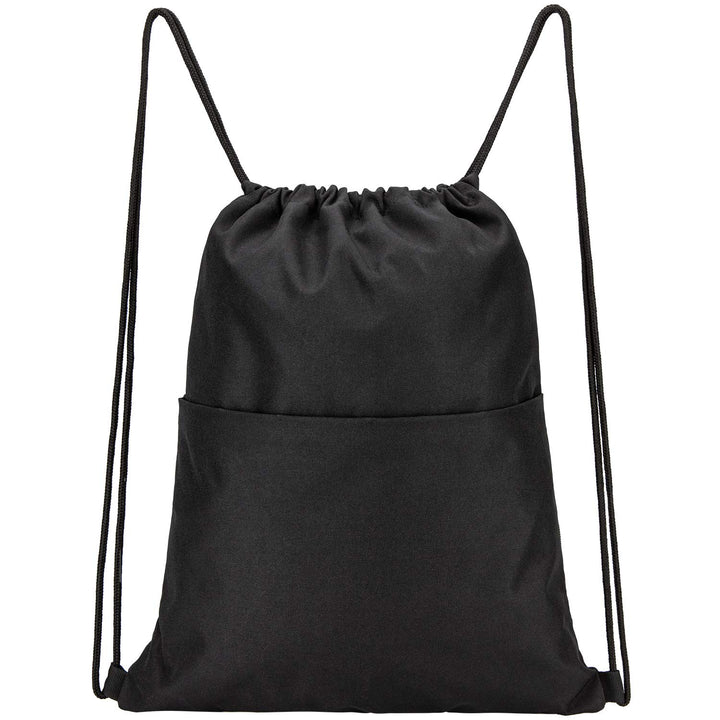Drawstring Backpack Water Resistant String Bag Sports Sackpack Gym Sack with Side Pocket for Men Women - Black