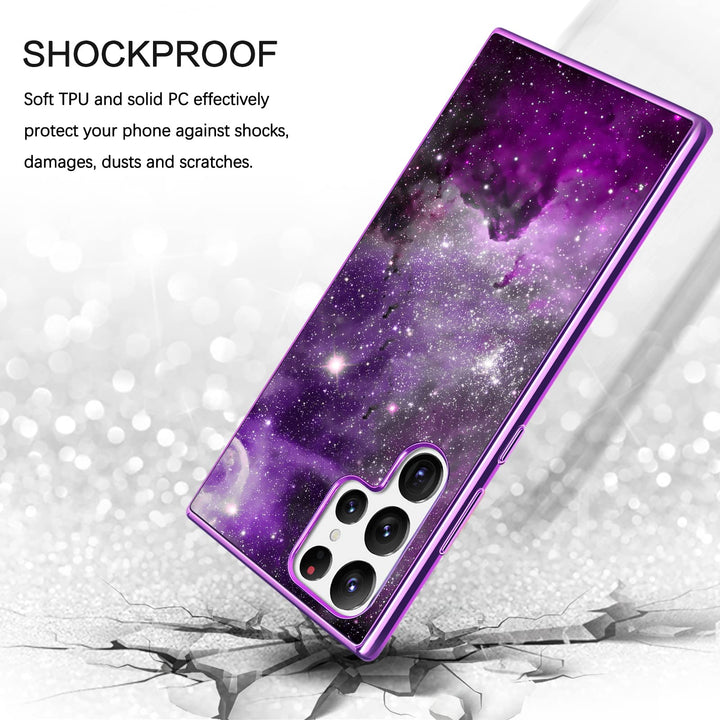 Compatible with Samsung Galaxy S22 Ultra Case, Slim Fit Glow in The Dark Hybrid Hard PC Soft TPU Bumper Shockproof Girls Women Men Phone Cover for Samsung S22 Ultra 6.8 2022, Purple Galaxy