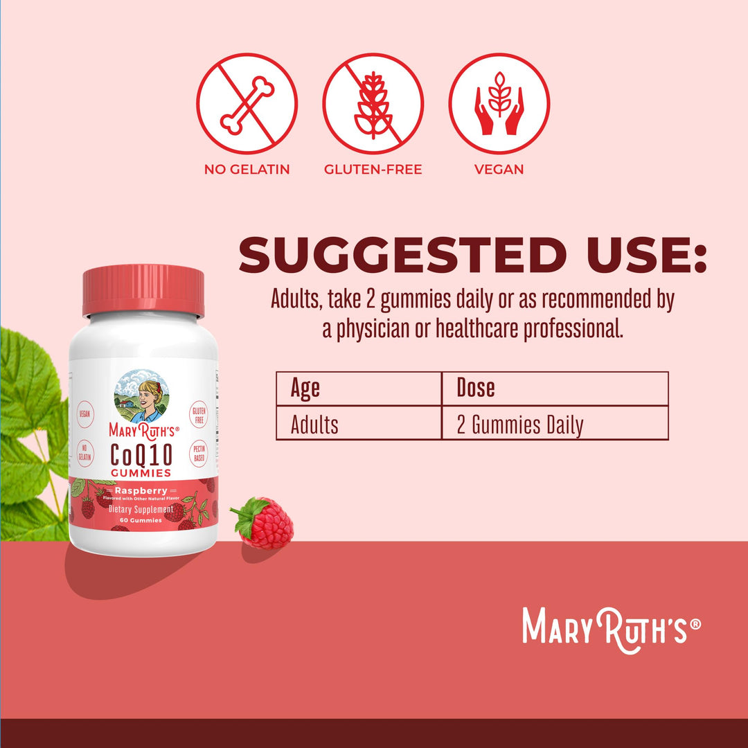 CoQ10 Gummies by MaryRuth's | Coenzyme Q10 | Gummy Supplements for Heart Health & Cellular Health | Antioxidant | CoQ10 120 mg | Vegan | Non-GMO | Gluten Free | 60 Count | 1 Month Supply