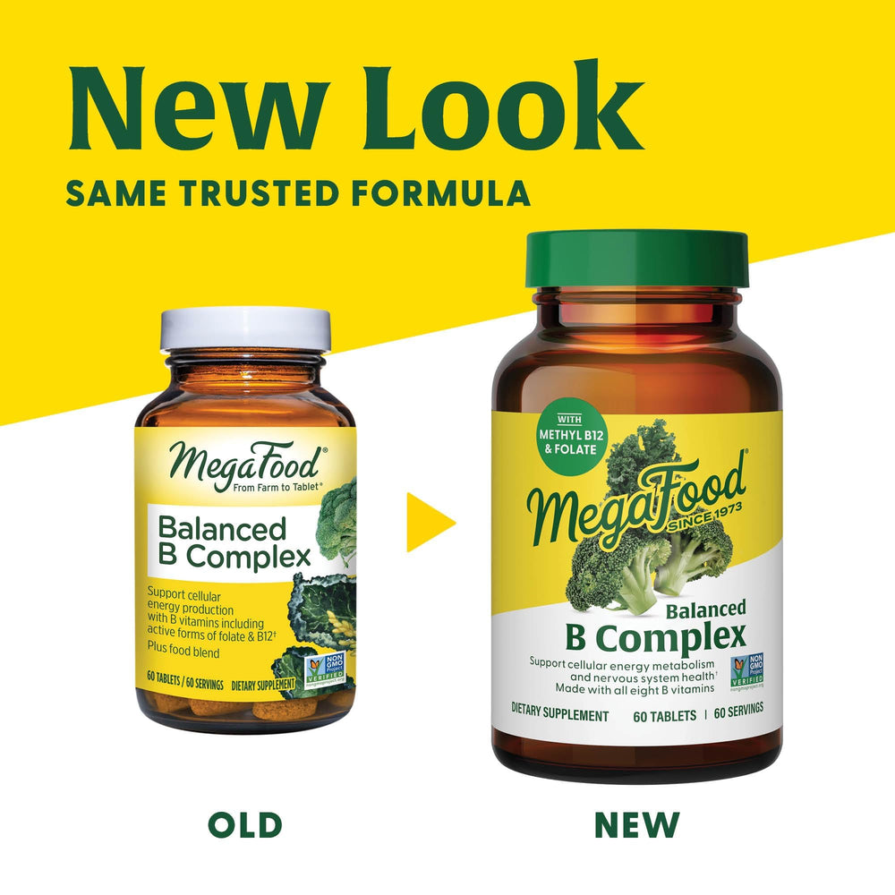Balanced B Complex - B Complex Vitamin Supplement - 8 B Vitamins Including Vitamin B6, Vitamin B12, Folate, Biotin & More - Supports Cellular Energy Production - Vegan, Gluten Free - 60 Tabs
