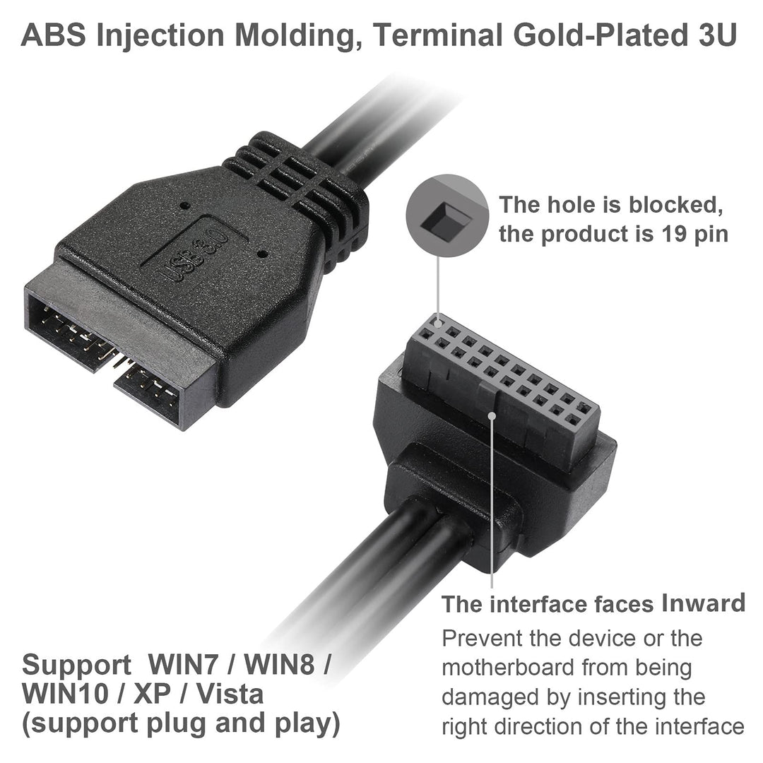 SATA USB Extension Cable USB 3.0 Motherboard Front 19 Pin Male to Female Extension Cable High Speed Connector (The Interface Faces Inward)