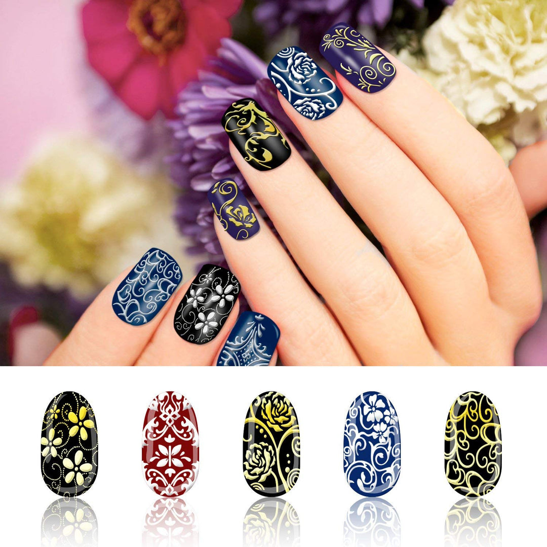 108 Pcs 3 D Silver Flower Nail Art Stickers Decals Stamping Diy Decoration Tools