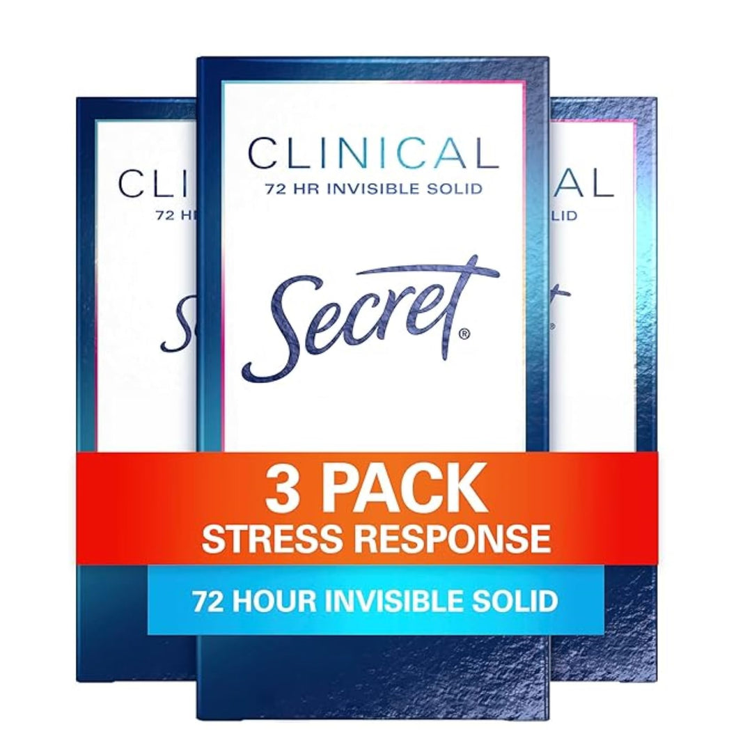 Deodorant and Antiperspirant Clinical Strength for Women, Stress Response, 72hr Stress Sweat Protection, PH Balancing Minerals, Invisible Solid, 1.6 oz (Pack of 3)