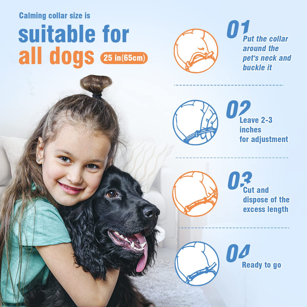 Calming Collar for Dogs 4 Packs Pheromone Collar 60 Days Use, Dog Anxiety Relief Separate Design Suitable for Various Small Medium Large Dog Relax Calming, Adjustable Size 25 Inches