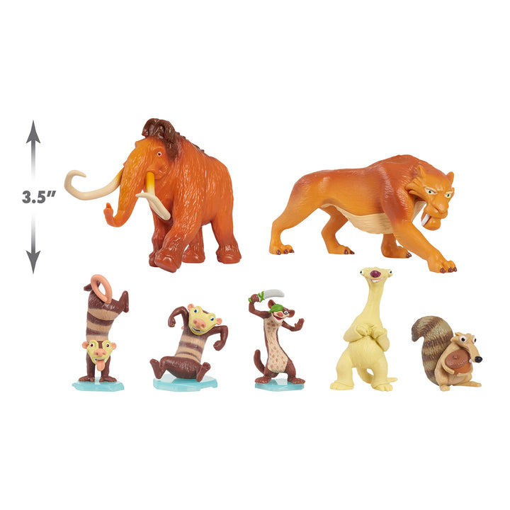 The Ice Age Adventures of Buck Wild Collector 7-Piece Figure Set with Manny, Diego, Sid, Scrat, Buck, Crash, and Eddie, Kids Toys for Ages 3 Up, Amazon Exclusive