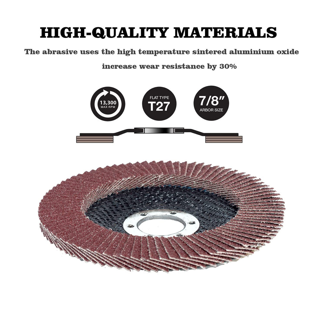 Flap Disc 4.5 x 7/8(115mm)10 Pack 80 Grit Fiber Glass Wheel Bevel Type 27 Aluminum Oxide Abrasive | Sanding Disc