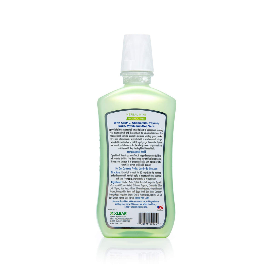 Xylitol Mouthwash Fluoride Free with Enamel Support, Gentle, Natural Healing Herbal Mint - 16 fl oz (Pack of 1)
