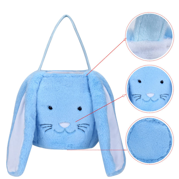 Plush Easter Bunny Basket for Kids Boys Girls Easter Buckets with Long Plush Ear Personalized Egg Hunting Easter Bags,Bunny Kids Easter Tote Bags for Easter Decorations Candy…, Purple
