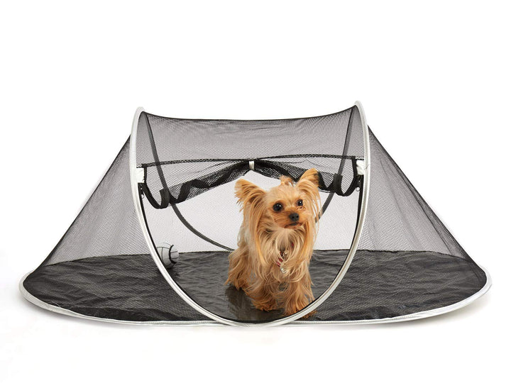 Cat Tent Pop Up House Outside Pet Enclosure Indoor Playpen Portable for Cats Small Dogs in Deck, Yard, Patio, Park, Camping, Travel Outdoor Summer (Black Net and Blue Edge)