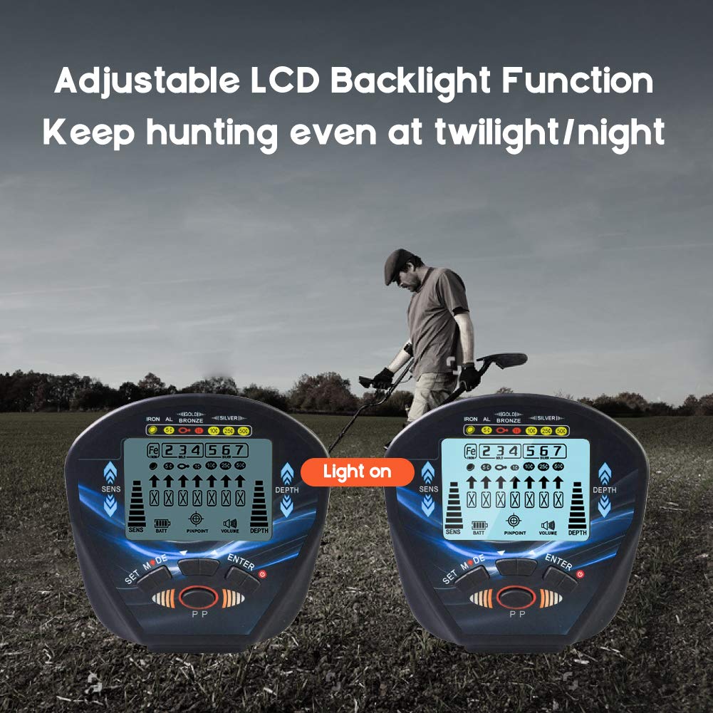 Professional Metal Detector for Adults & Kids with Headphone, Gold Detector Silver Finder, Waterproof 10 Search Coil, 41-53 Adjustable Stem Pinpoint Disc & All Metal Mode Gifts for Men Dad