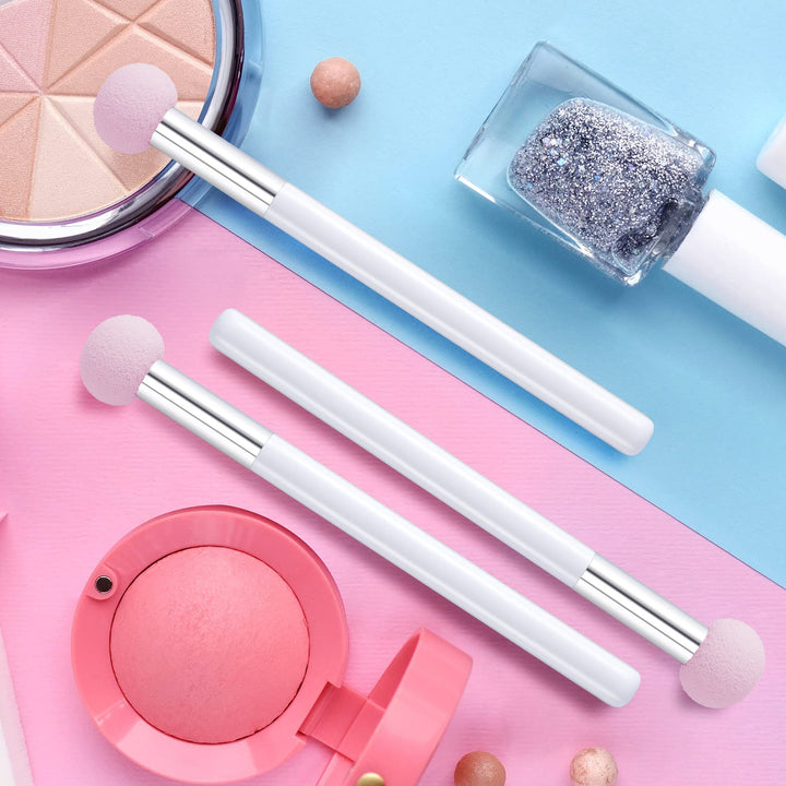 6pcs Sponge Makeup Applicator With Handle, Sponge Eyeshadow Applicators Makeup, Eyeshadow Sponge Brush, Cotton Eye Makeup Eyeshadow Brushes for Women Girls (4.5 inch Long) Washable